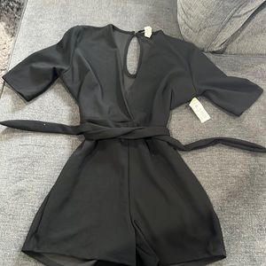 Front Plunging Black Romper